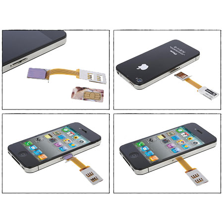 Micro Adapter und SIM Stand Tasche für iPhone 4