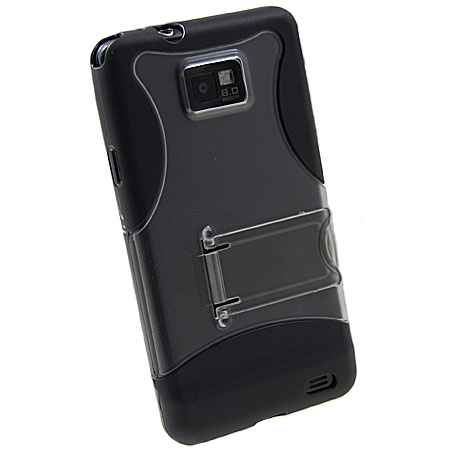 Samsung Galaxy S2 Hard Case With Stand - Black/Clear