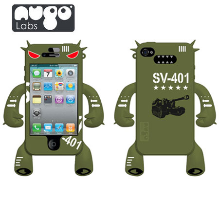 Coque silicone iPhone 4S / 4 Nugolabs Robotector - Army Tank