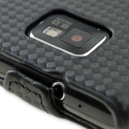 Slimline Carbon Fibre Style Flip Case for Samsung Galaxy S2