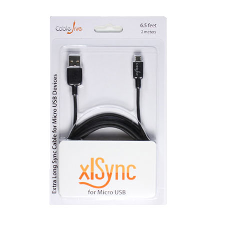CableJive xlSync Extra Long 2M Sync Cable for Micro USB Devices
