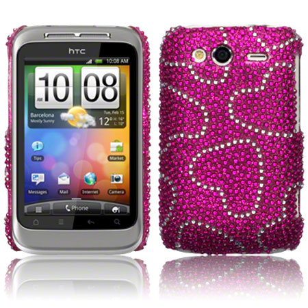 HTC Wildfire S Diamante Back Cover Love Hearts