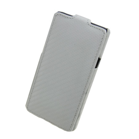 Slimline Carbon Fibre Style Flip Case voor Samsung Galaxy S2 - Wit