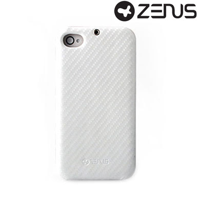 Housse iPhone 4S Zenus Prestige Carbon Leather Bar - Blanche