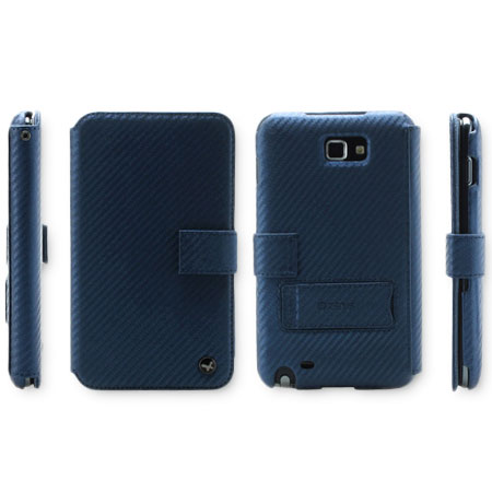 Housse Samsung Galaxy Note Zenus Prestige Carbon Diary - Bleue