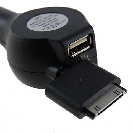 Retractable Car Charger With USB Port - iPhone/iPod
