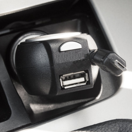 Olixar Retractable Micro USB In-Car Charger With USB Port