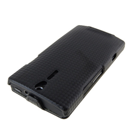 Slimline Carbon Fibre Style Flip Case for Xperia S