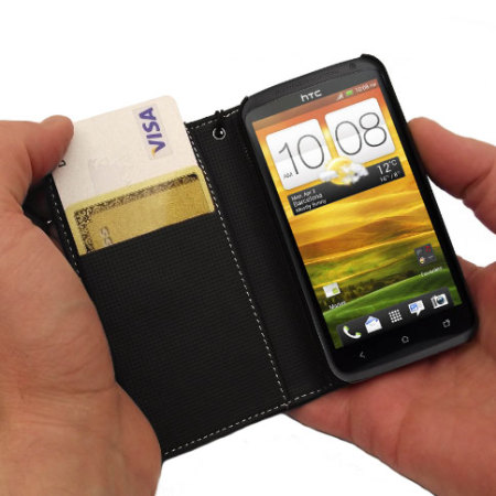 Housse HTC One X Wallet effet cuir - Noire