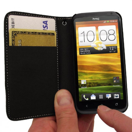 Housse HTC One X Wallet effet cuir - Noire