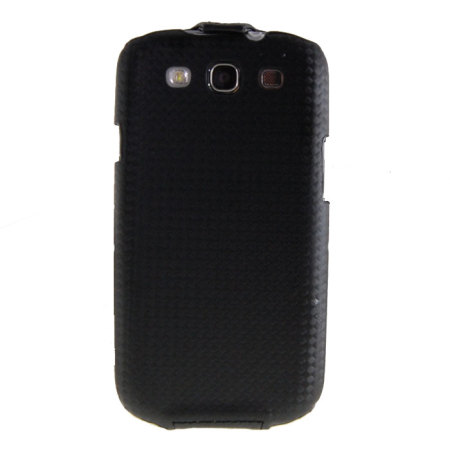 Slimline Carbon Fibre Style Flip Case for Samsung Galaxy S3 - Black