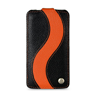 Funda HTC One X Melko Leather Flip Case - Naranja / Negra