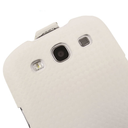Slimline Carbon Fibre Style Flip Case Samsung Galaxy S3 - White