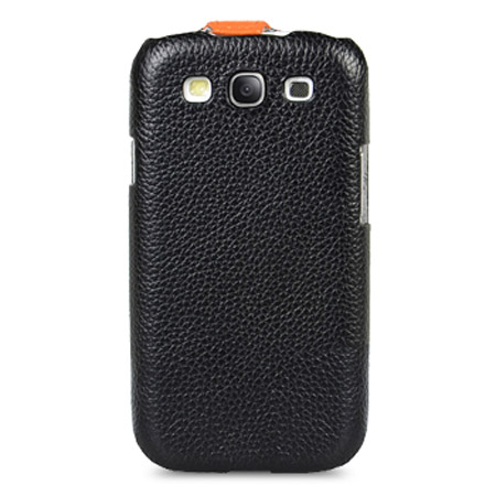 Melkco Leather Flip Case for Samsung Galaxy S3 - Orange / Black