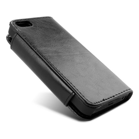Housse iPhone 5 Wallet effet cuir - Noire