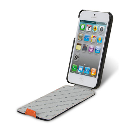 Melkco Leather Flip Case for iPhone 5S / 5 - Orange / Black