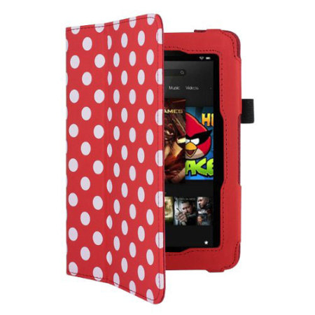 Housse Kindle Fire HD 2013 SD Stand and Type – Rouge Polka Dot
