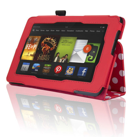 Housse Kindle Fire HD 2013 SD Stand and Type – Rouge Polka Dot