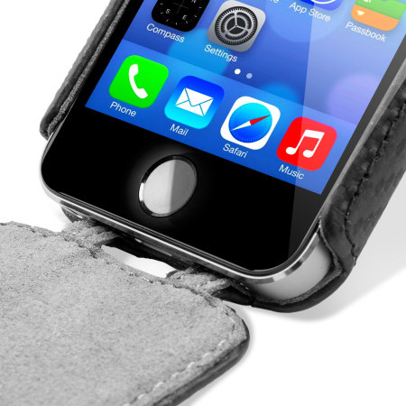 Housse iPhone 5S / 5 Slimline Fibre de carbone Flip Style - Noire