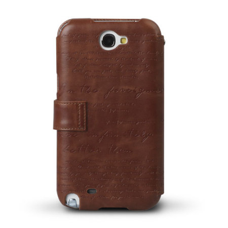Housse Samsung Galaxy Note 2 Zenus Lettering Diary Series - Marron
