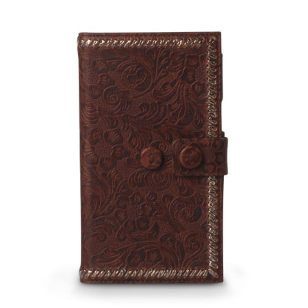 Housse Samsung Galaxy Note 2 Zenus Italian Carved Diary - Marron