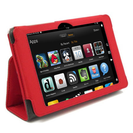 Housse Kindle Fire HD 2012 SD Tabletwear Stand and Type - Rouge