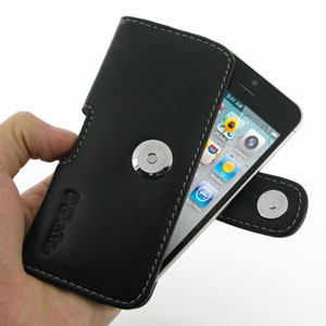 PDair Leather Case for Apple iPhone 5S / 5 Horizontal Pouch - Black