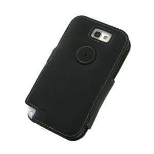 Real Leather Case for Samsung Galaxy Note 2 - Book Type Black