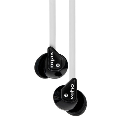 Ecouteurs isolant Veho 360 avec câble Flat Flex anti-nœuds - Blanc