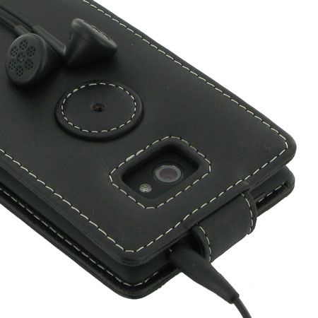PDair Leather Flip Top Case for HTC 8X - Black