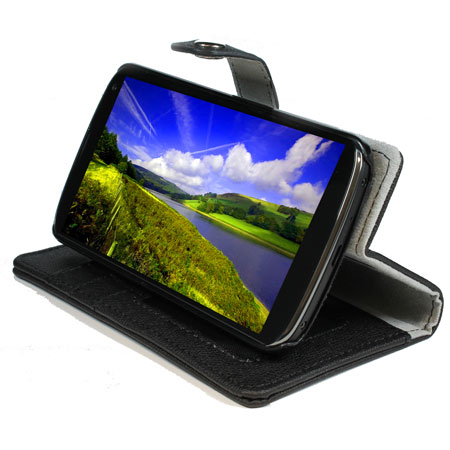 Housse Google Nexus 4 Portefeuille Style cuir - Noire