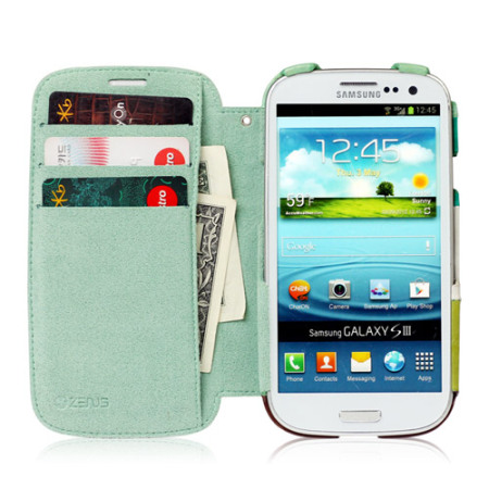 Zenus Prestige Leather Samsung Galaxy S3 Eel Diary Series Case - Green