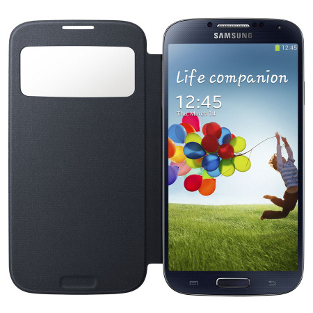 Genuine Samsung Galaxy S4 S-View Premium Cover Case - Black
