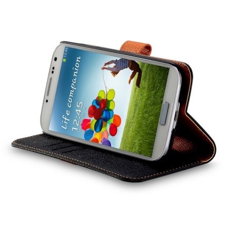 Momax Flip Diary Case voor de Samsung Galaxy S4 - Zwart / Oranje