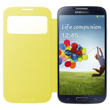 Genuine Samsung Galaxy S4 S-View Premium Cover Case - Yellow