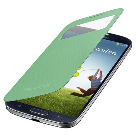 Genuine Samsung Galaxy S4 S-View Premium Fodral - Limegrn