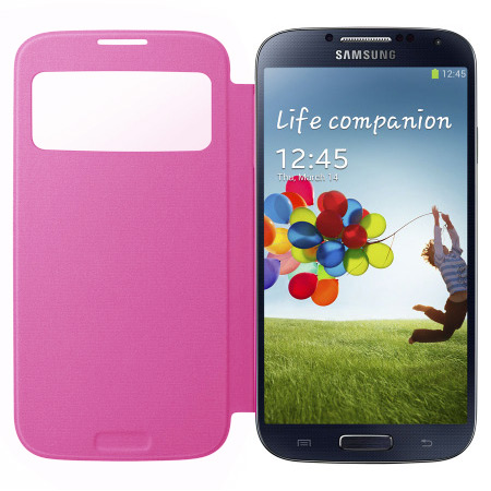 Genuine Samsung Galaxy S4 S-View Premium Cover Case - Pink