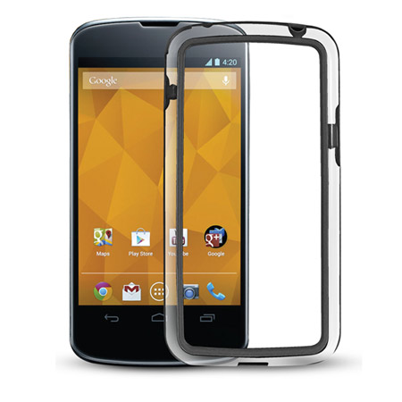 FlexiFrame Google Nexus 4 Bumper Case - Clear / Black