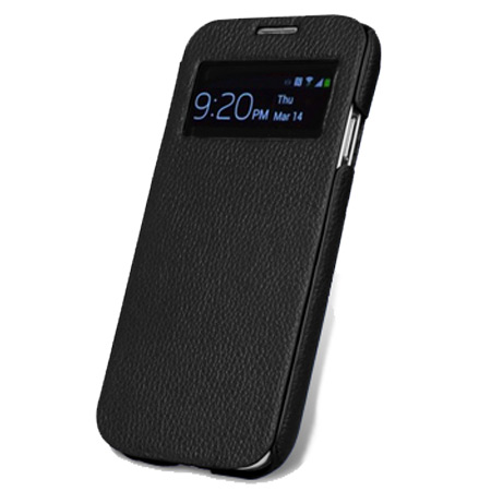 Melkco Leather Face Cover Case for Samsung Galaxy S4 - Black