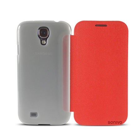 Sonivo Slim Wallet Case with Sensor for Samsung Galaxy S4 - Red