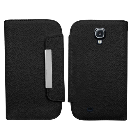 Leather Style Wallet Case for Samsung Galaxy S4 - Black