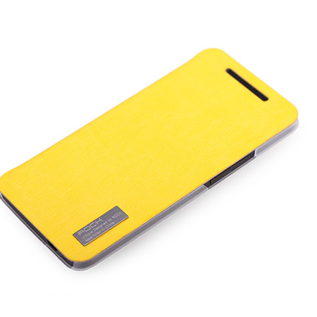 Rock Elegant Side Flip Case For HTC One 2013 - Lemon Yellow