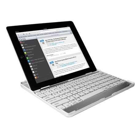 Aluminium Bluetooth Keyboard Stand For Apple iPad 4 / 3 / 2 - White