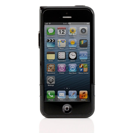 Coque iPhone 5S / 5 2 couches avec objectif grand angle –Noire / Noire