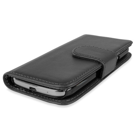 Galaxy S4 Mini Kunstledertasche Style Wallet in Schwarz