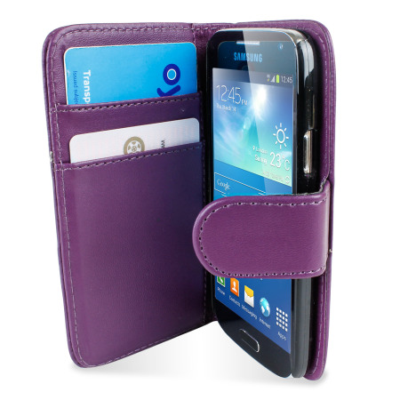 Galaxy S4 Mini Ledertasche Style Wallet in Lila