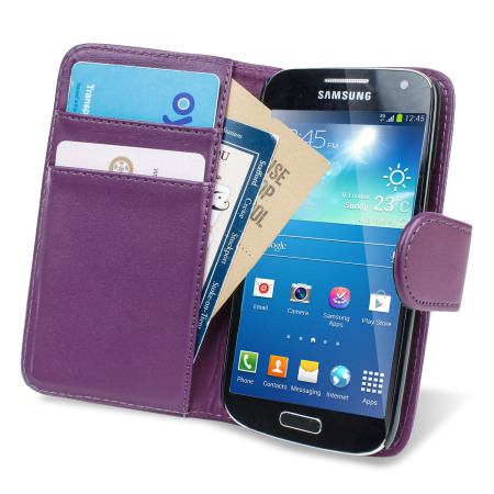 Funda Samsung Galaxy S4 Mini con Tapa Estilo Cartera - Morada