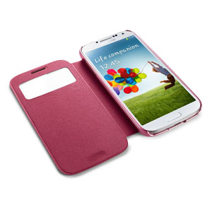 Funda Galaxy S4 Ultra Flip View Cover Spigen - Rojo Metalizado