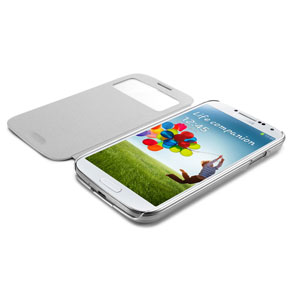 View Cover Samsung Galaxy S4 Spigen Ultra Flip - Blanche métallique