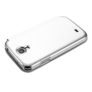 View Cover Samsung Galaxy S4 Spigen Ultra Flip - Blanche métallique